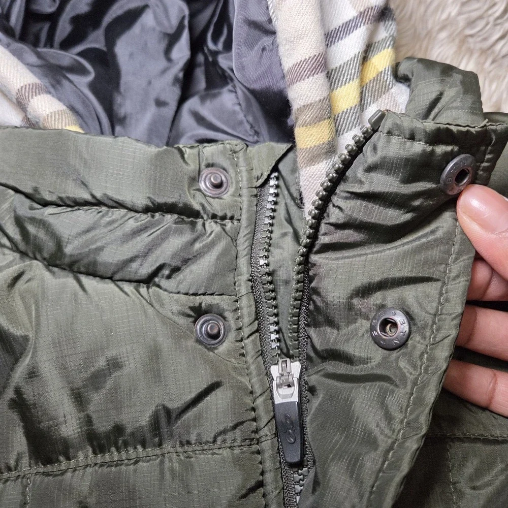 Nike 6.0‎ Youth XL Plaid Hooded 2fer Green Jacket Puffer Vest Style Y2K
